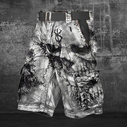 Digital Print Shorts with Zipper for Men