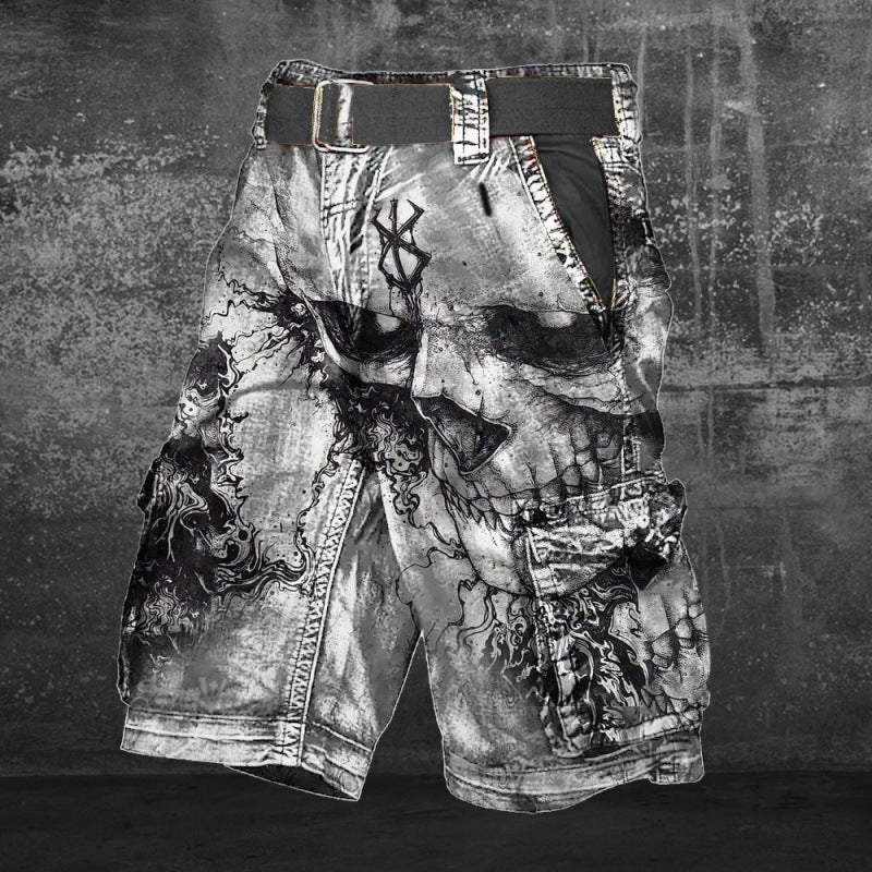 Digital Print Shorts with Zipper for Men