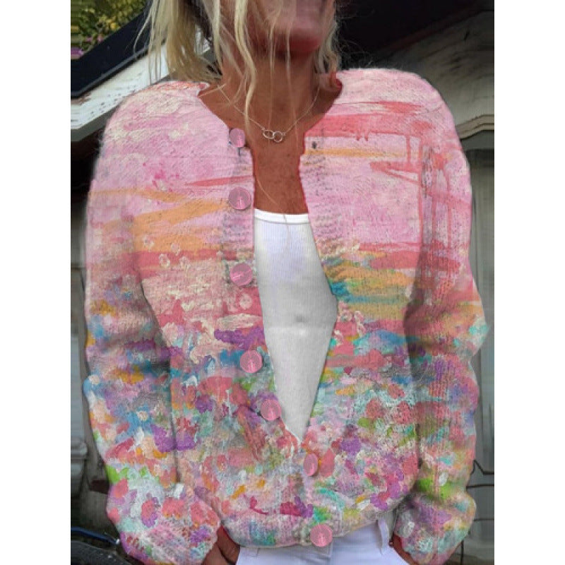 Digital Printed Cardigan Hoodie Women's Early Spring/Autumn Outerwear
