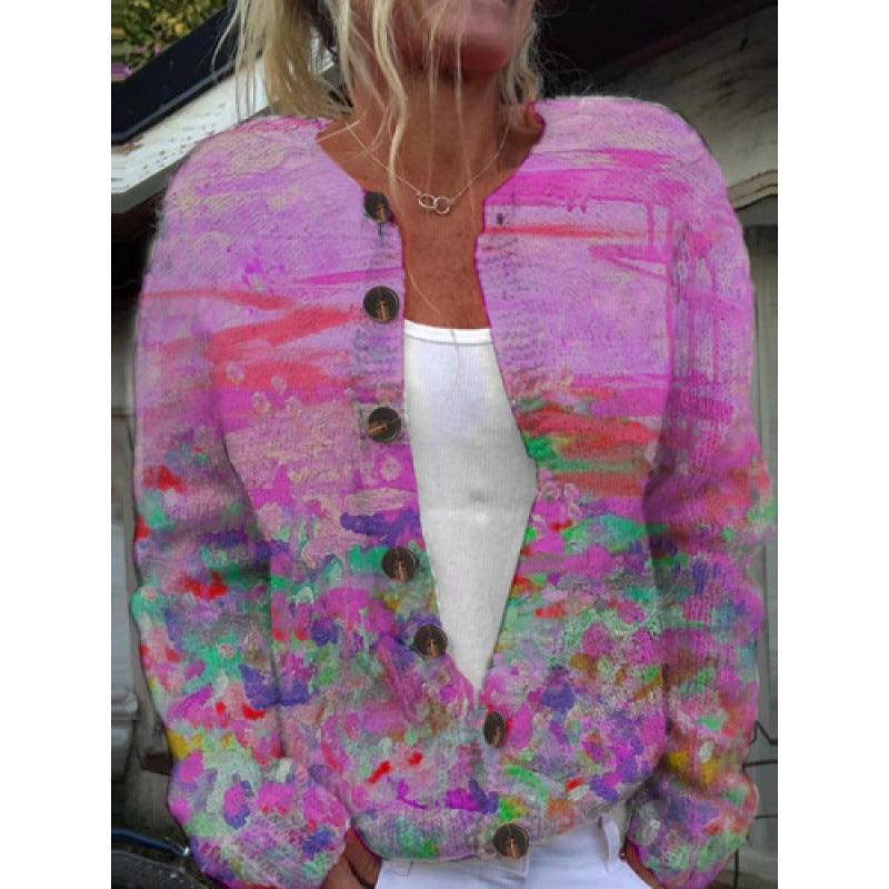Digital Printed Cardigan Hoodie Women's Early Spring/Autumn Outerwear