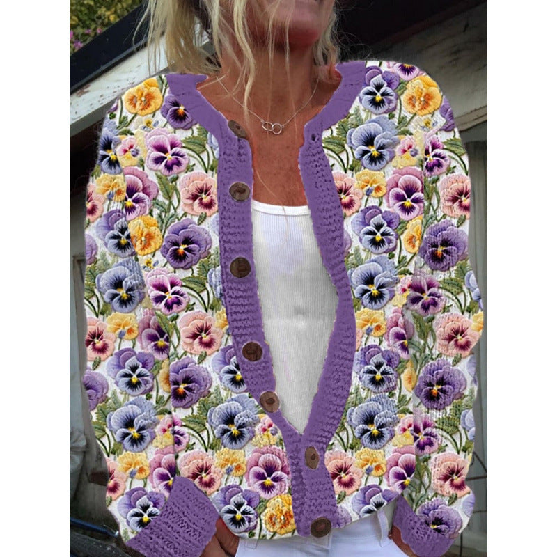 Digital Printed Cardigan Hoodie Women's Early Spring/Autumn Outerwear