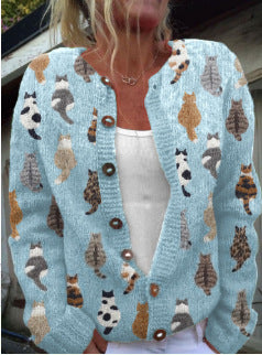 Digital Printed Cardigan Hoodie Women's Early Spring/Autumn Outerwear
