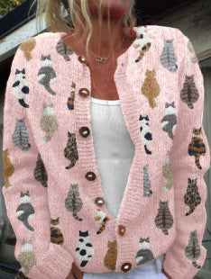 Digital Printed Cardigan Hoodie Women's Early Spring/Autumn Outerwear