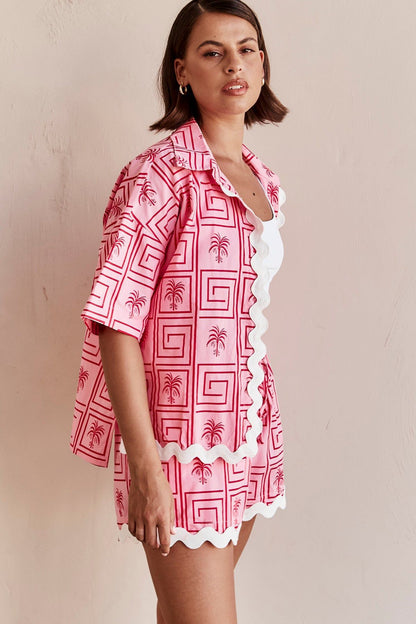 Digital printed shirt and shorts home two-piece set