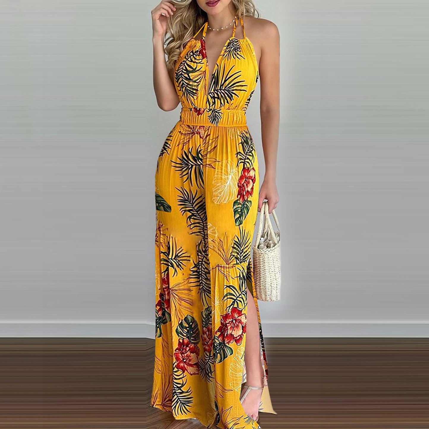 Digital Printing Cotton Blend Women Jumpsuit