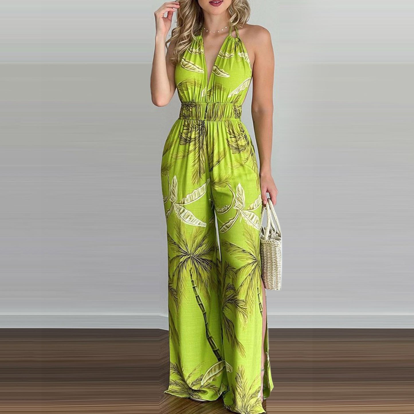 Digital Printing Cotton Blend Women Jumpsuit