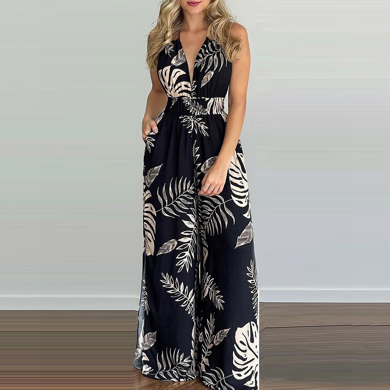 Digital Printing Cotton Blend Women Jumpsuit
