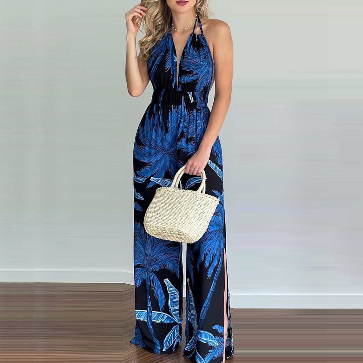 Digital Printing Cotton Blend Women Jumpsuit