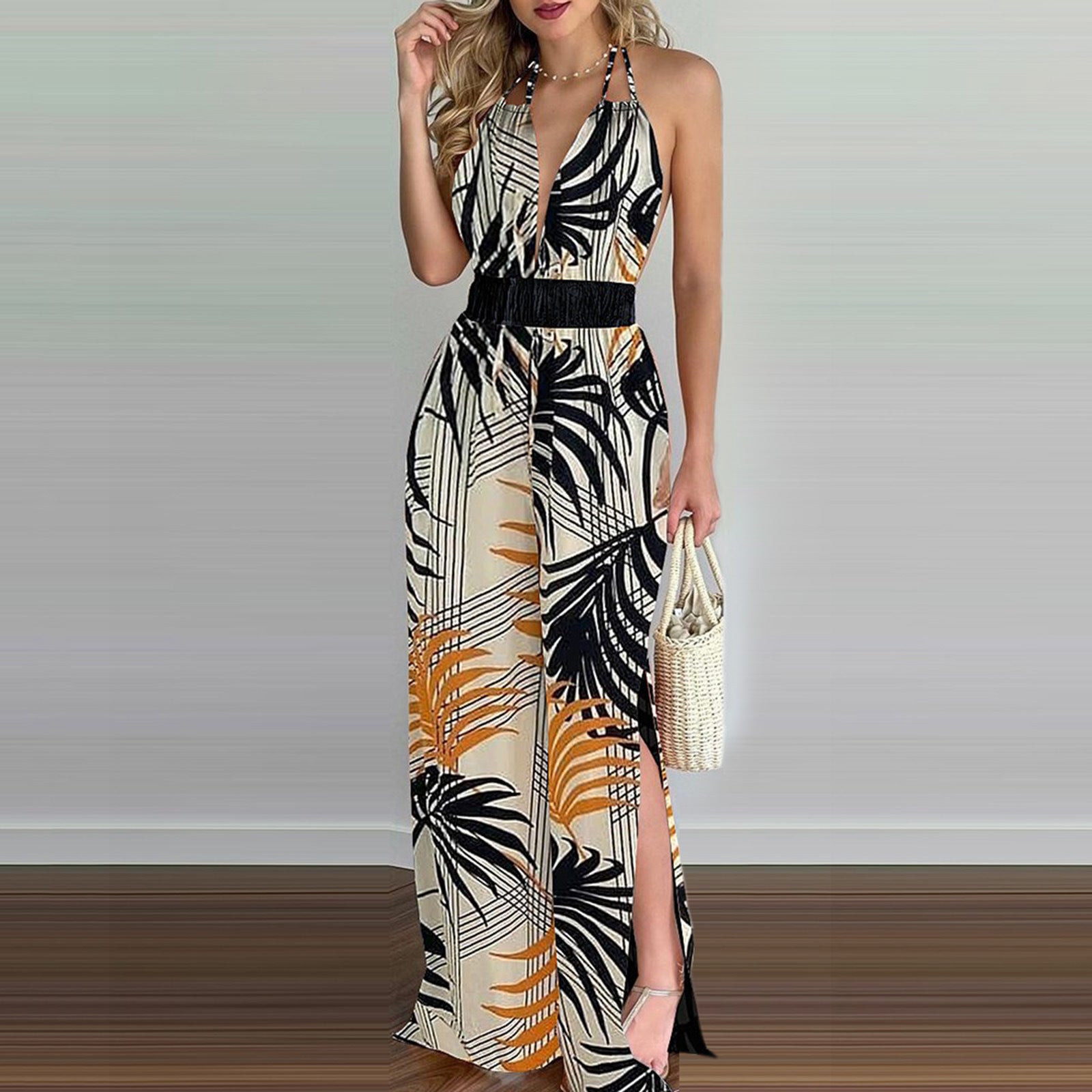 Digital Printing Cotton Blend Women Jumpsuit