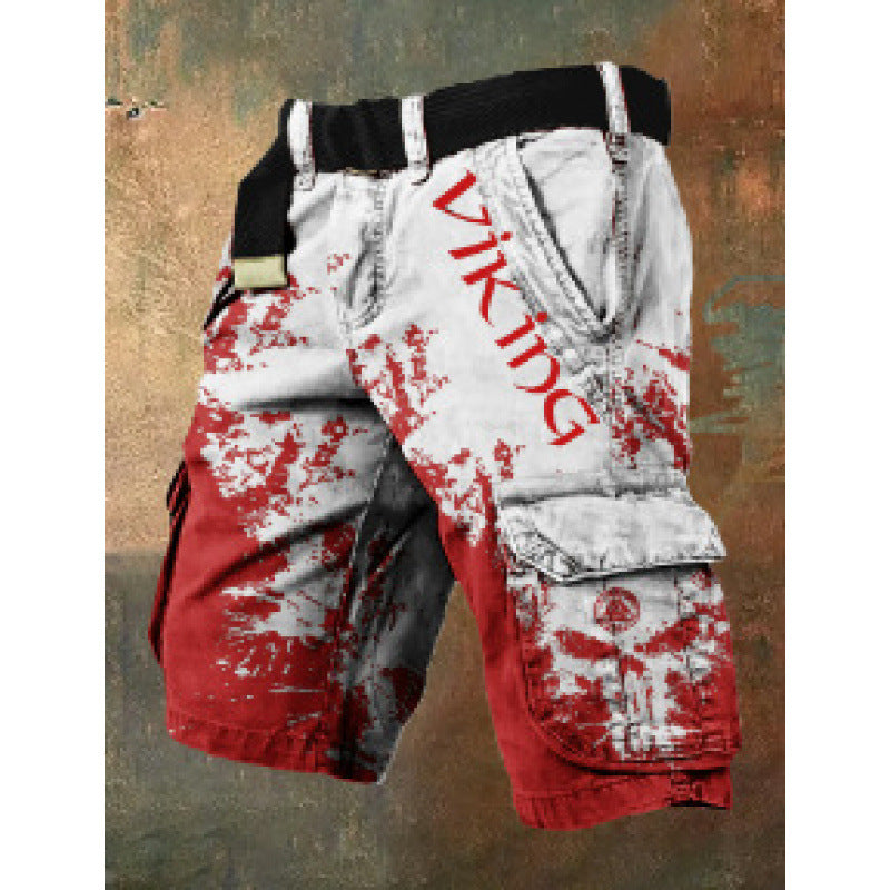 Digital Printing Trendy Shorts Zipper Men's Pants