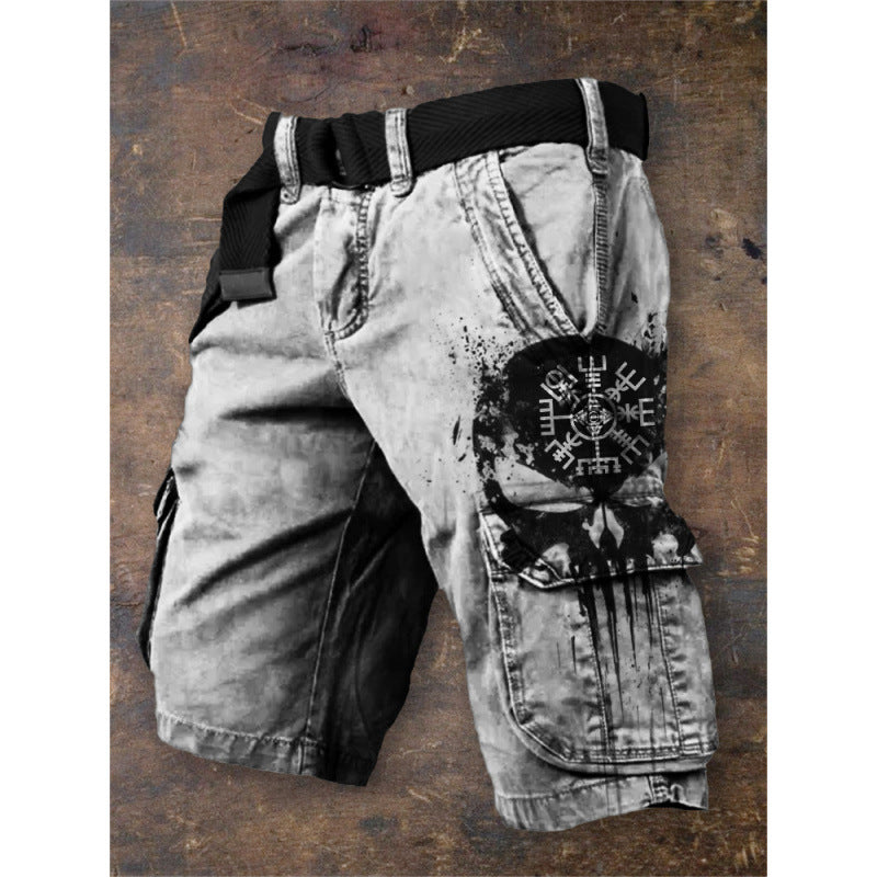 Digital Printing Trendy Shorts Zipper Men's Pants