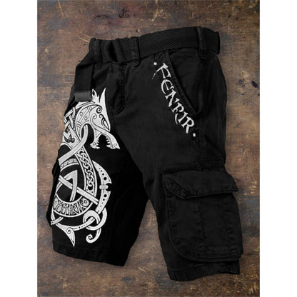 Digital Printing Trendy Shorts Zipper Men's Pants