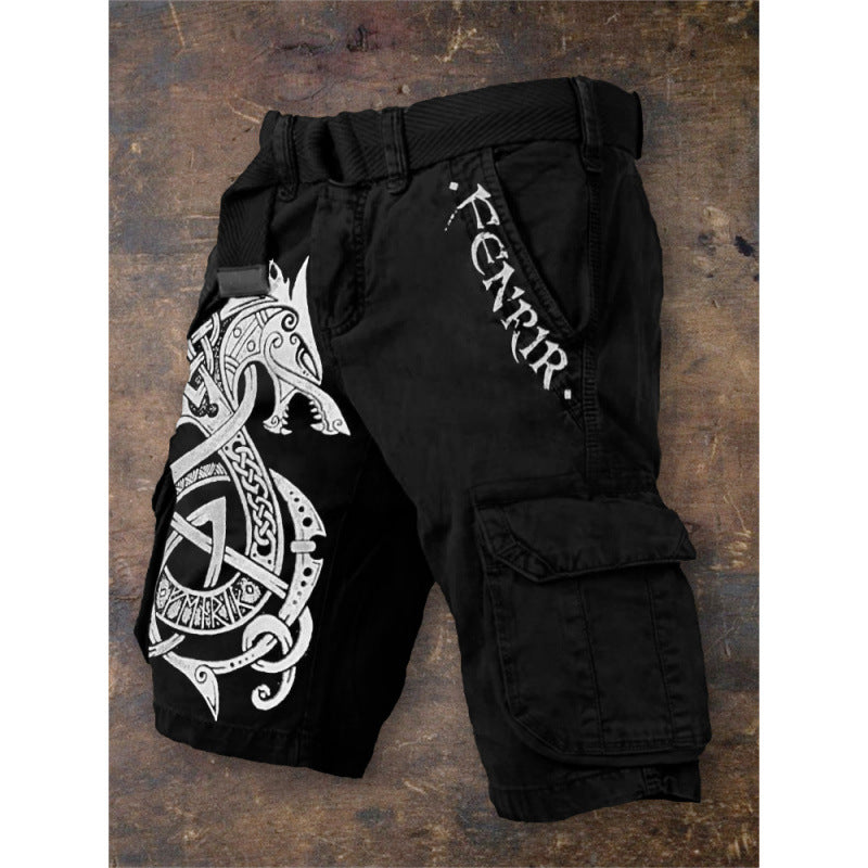 Digital Printing Trendy Shorts Zipper Men's Pants