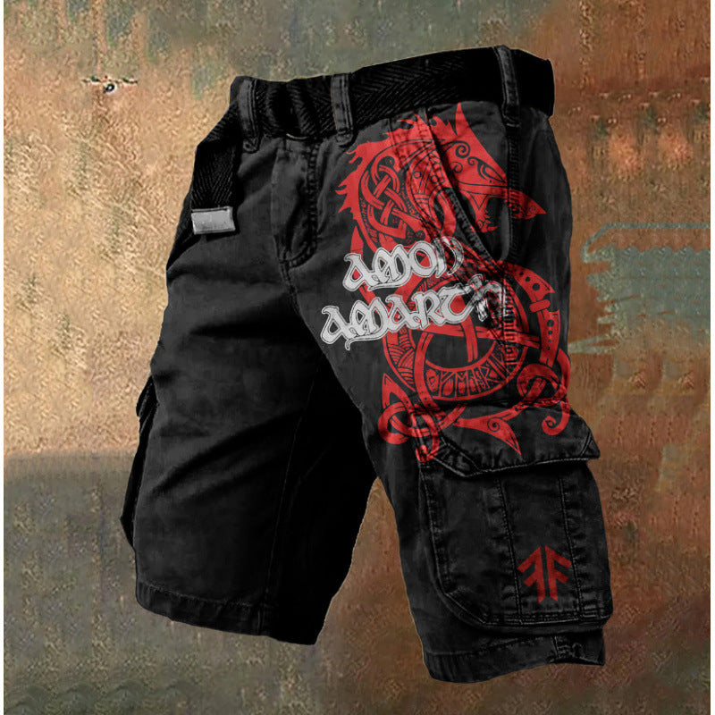 Digital Printing Trendy Shorts Zipper Men's Pants