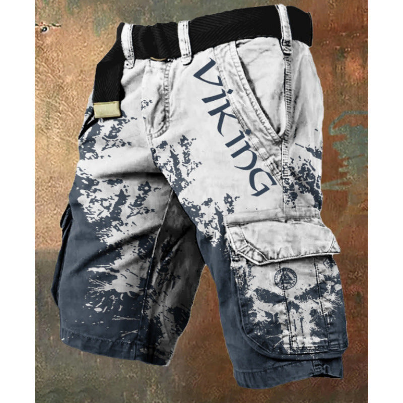 Digital Printing Trendy Shorts Zipper Men's Pants