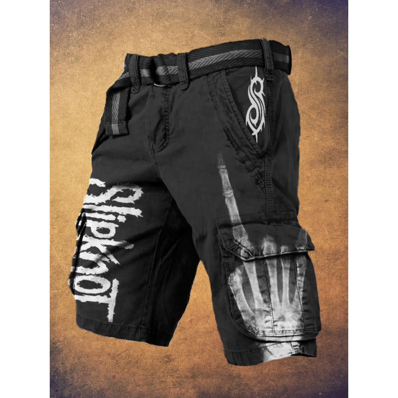 Digital Printing Trendy Shorts Zipper Men's Pants