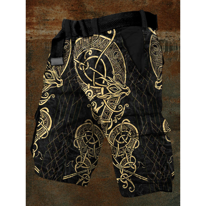 Digital Printing Trendy Shorts Zipper Men's Pants