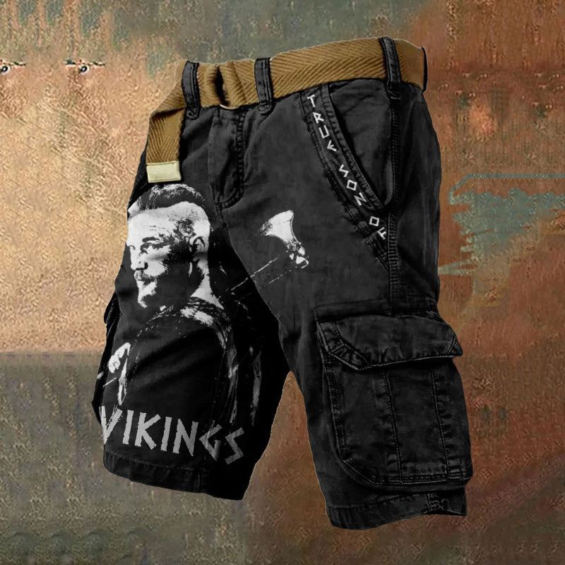 Digital Printing Trendy Shorts Zipper Men's Pants
