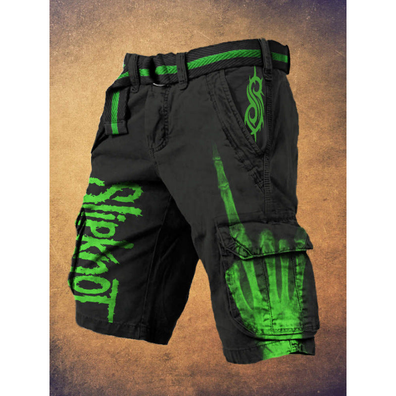 Digital Printing Trendy Shorts Zipper Men's Pants