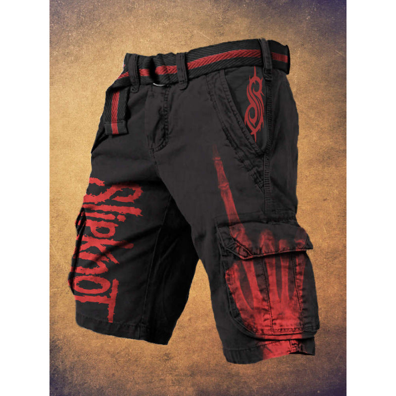 Digital Printing Trendy Shorts Zipper Men's Pants