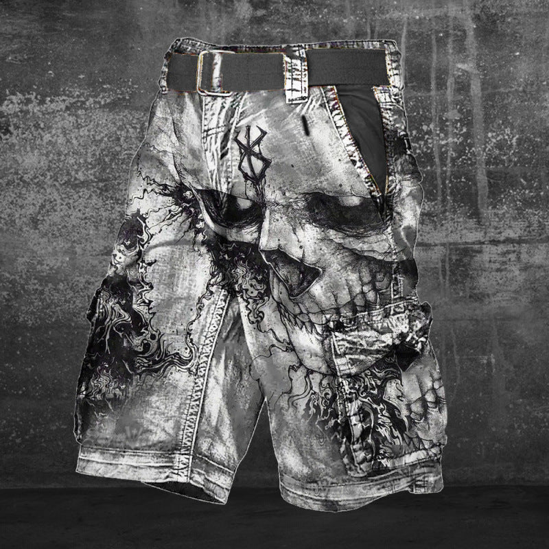 Digital Printing Trendy Shorts Zipper Men's Pants