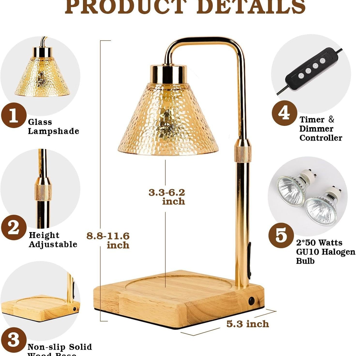 Dimmable Candle Warmer Lamp with Timer