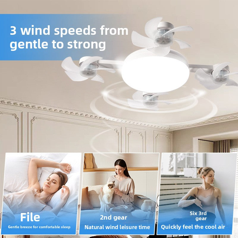 Dimmable Remote Control Ceiling Fan Light with E27 Base