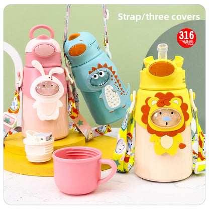 Dinosaur Baby Strap Double Lid Insulated Cup