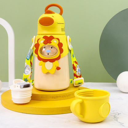 Dinosaur Baby Strap Double Lid Insulated Cup