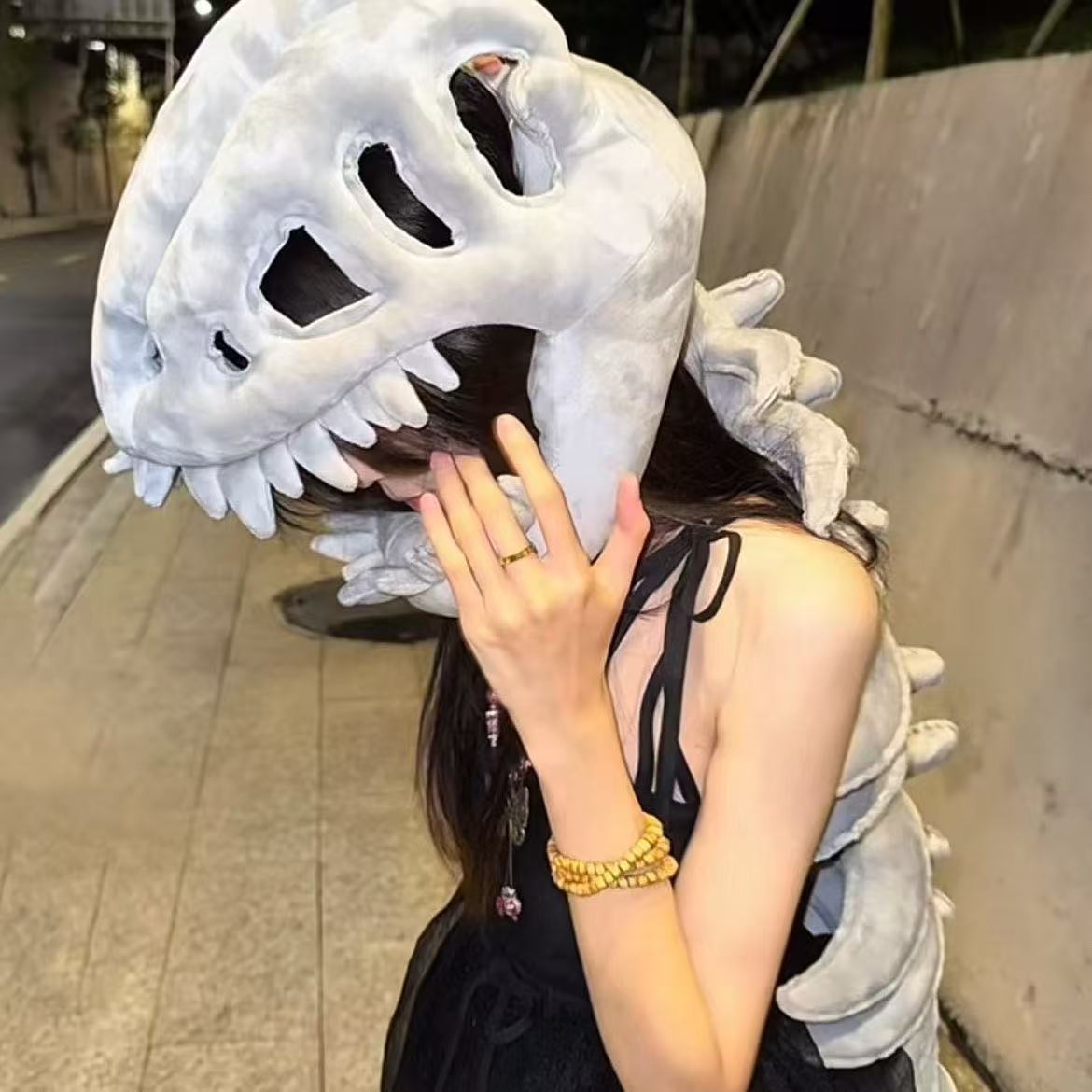 Dinosaur skeleton head mask hat