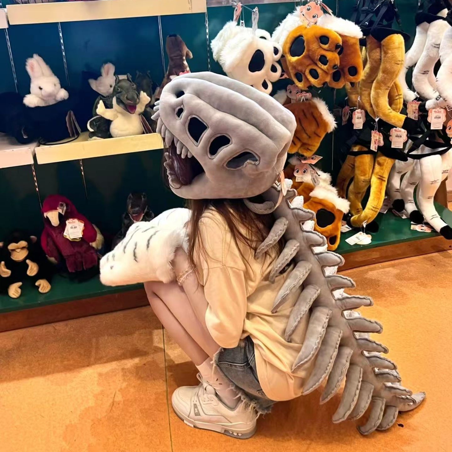 Dinosaur skeleton plush headgear