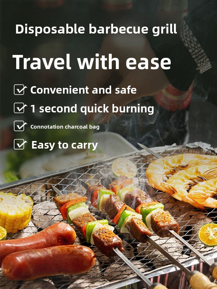 Disposable Charcoal Barbecue Grill for Outdoor Cooking