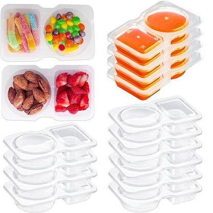Disposable Double-Compartment Plastic Sauce Box with Lid