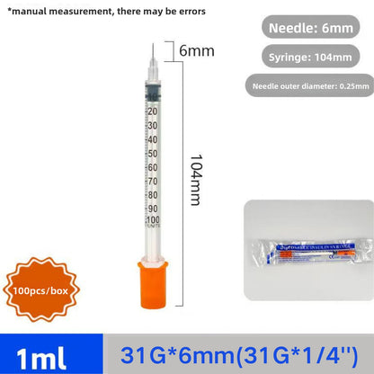 Disposable Insulin Syringe 1ml 31G 6mm with Needle