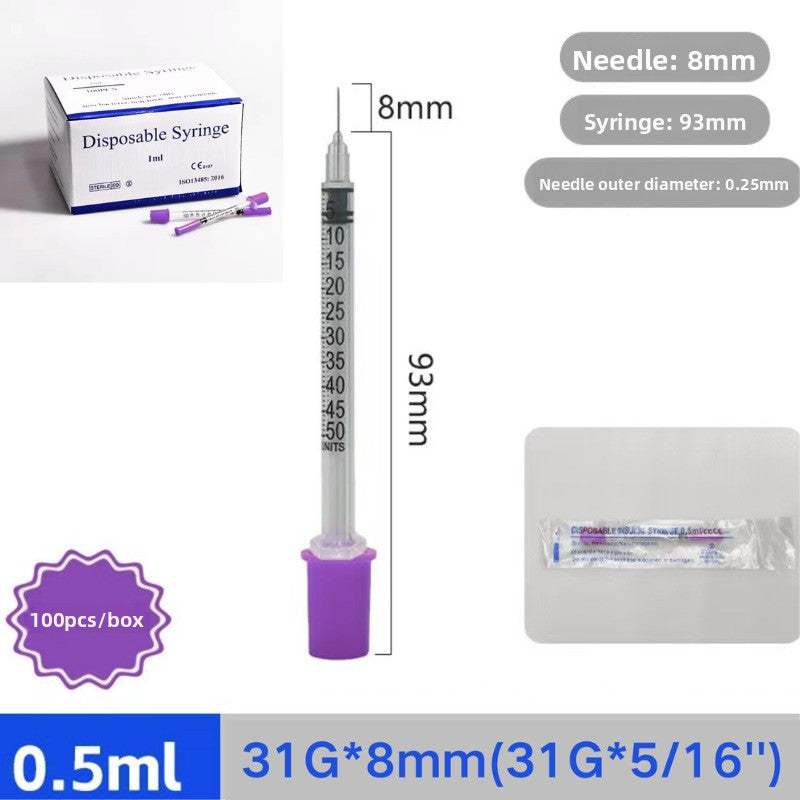 Disposable Insulin Syringe 1ml 31G 6mm with Needle