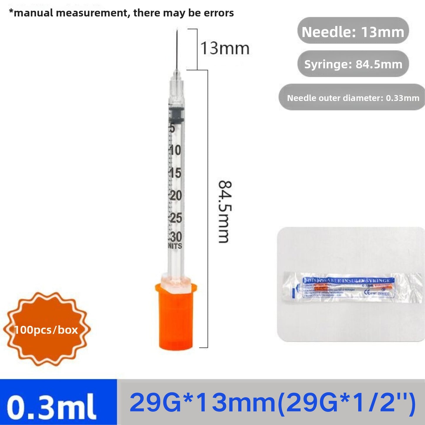 Disposable Insulin Syringes with Needles