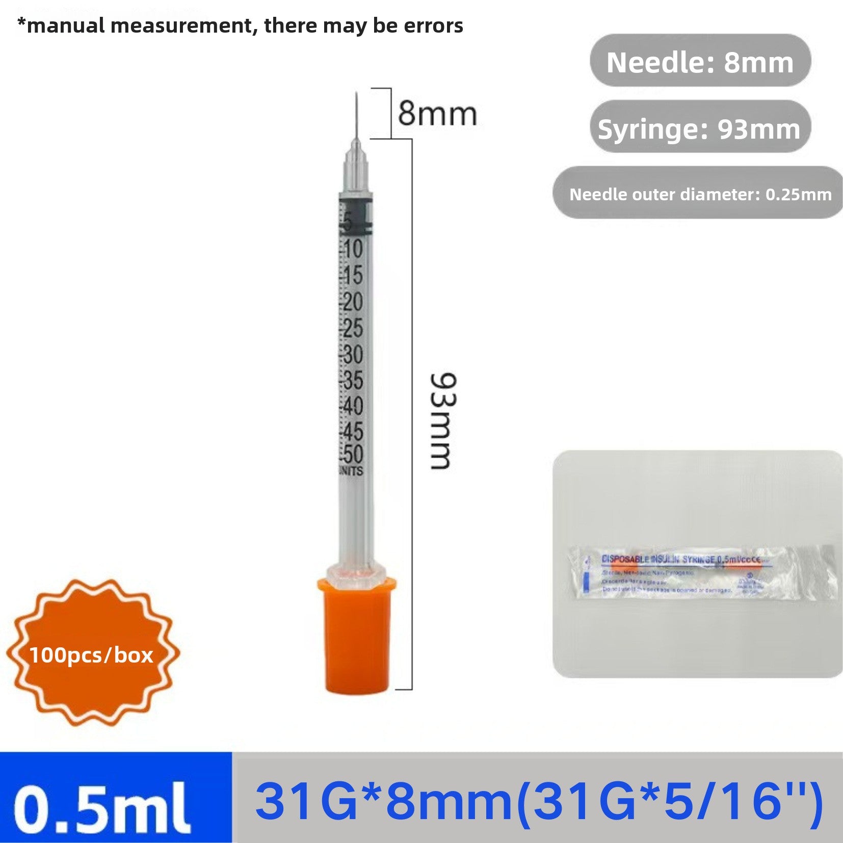 Disposable Insulin Syringes with Needles