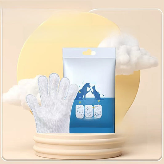 Disposable pet cleaning gloves and wipes