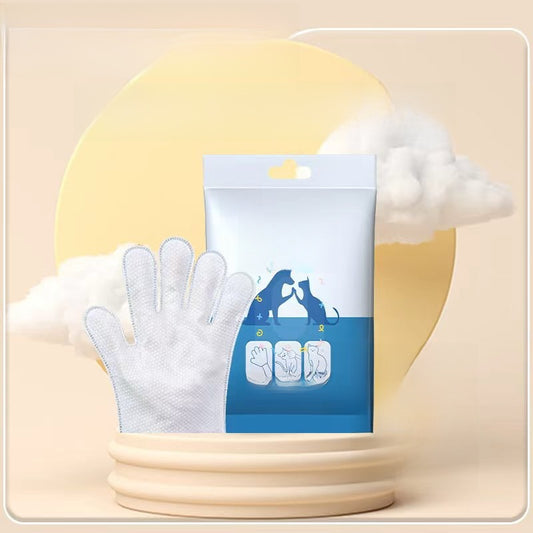 Disposable pet cleaning gloves and wipes