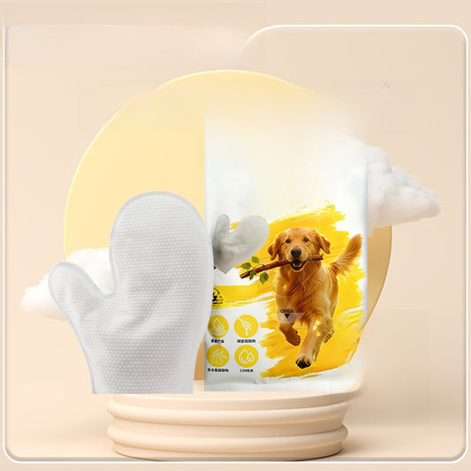 Disposable pet cleaning gloves and wipes