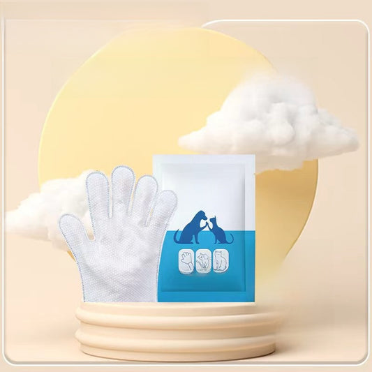 Disposable pet cleaning gloves and wipes