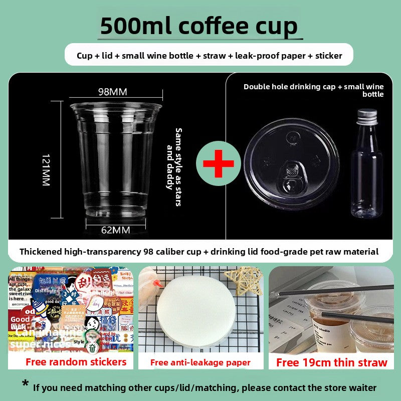 Disposable plastic transparent milk tea cups