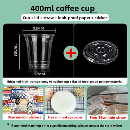 Disposable plastic transparent milk tea cups