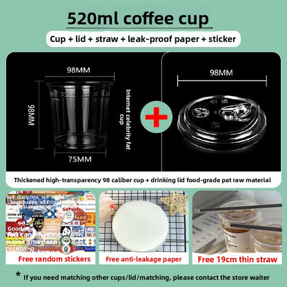 Disposable plastic transparent milk tea cups