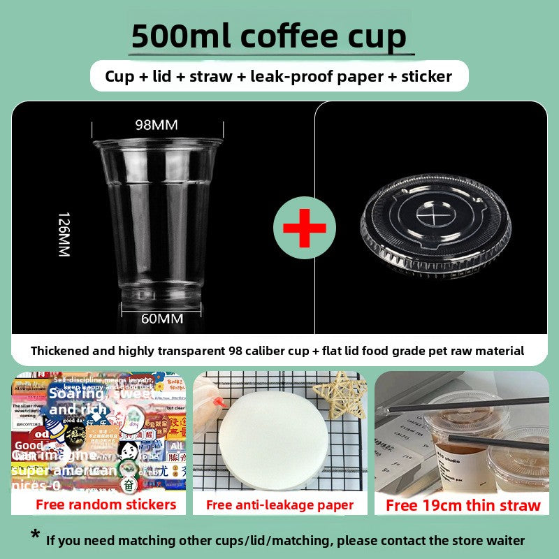 Disposable plastic transparent milk tea cups