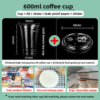 Disposable plastic transparent milk tea cups