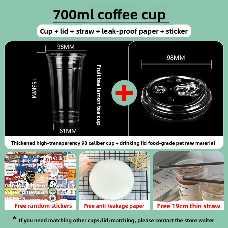 Disposable plastic transparent milk tea cups