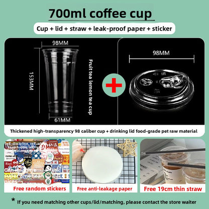 Disposable plastic transparent milk tea cups