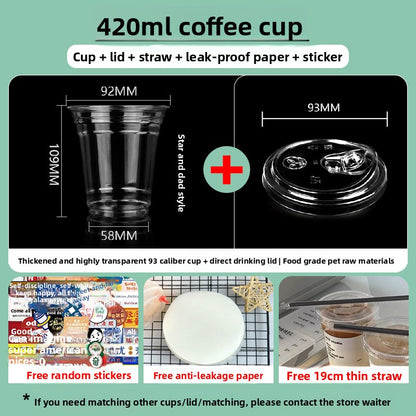 Disposable plastic transparent milk tea cups