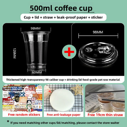 Disposable plastic transparent milk tea cups
